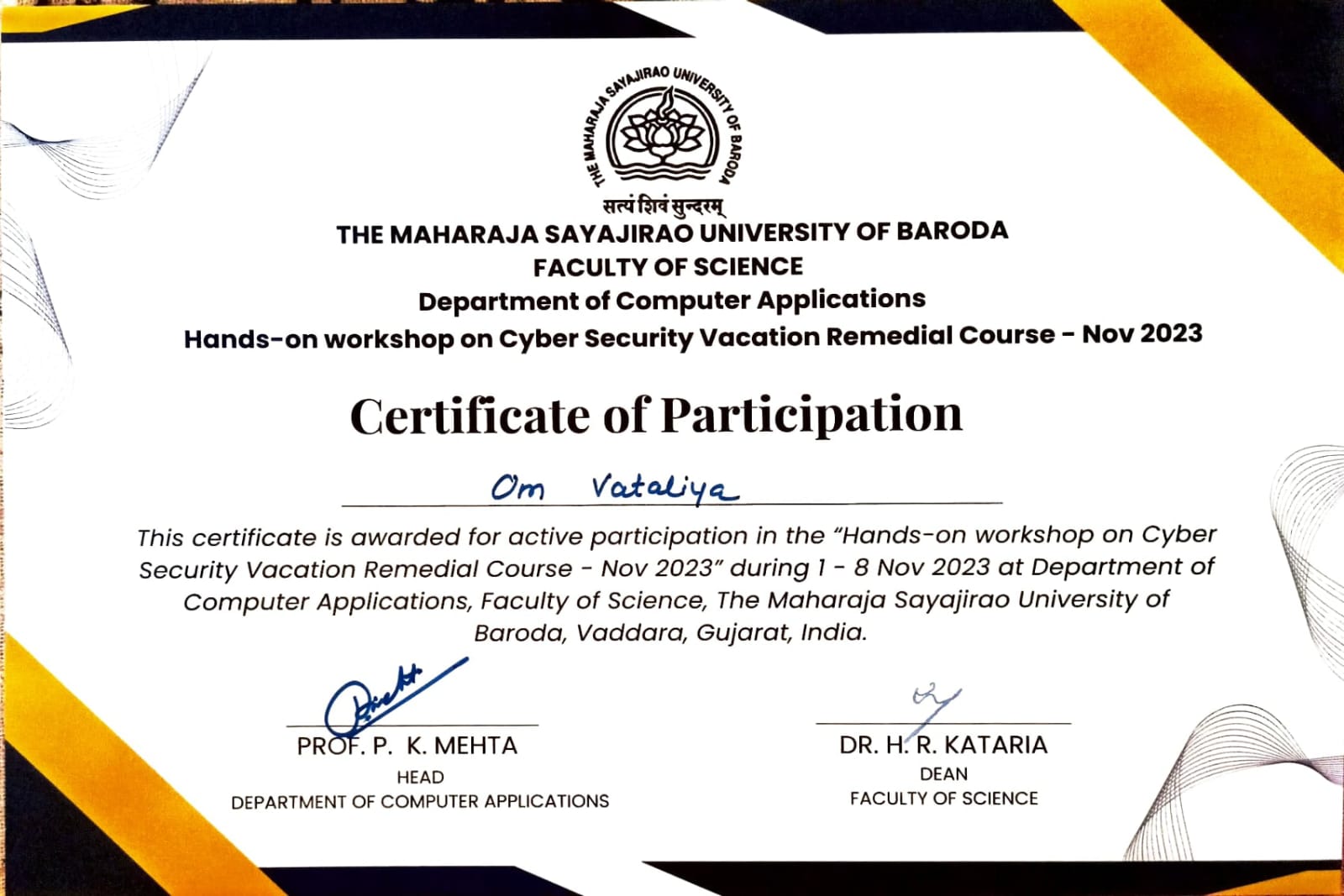Certificate of Participation
