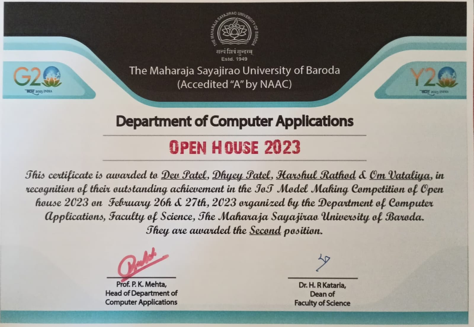 Certification of Winning