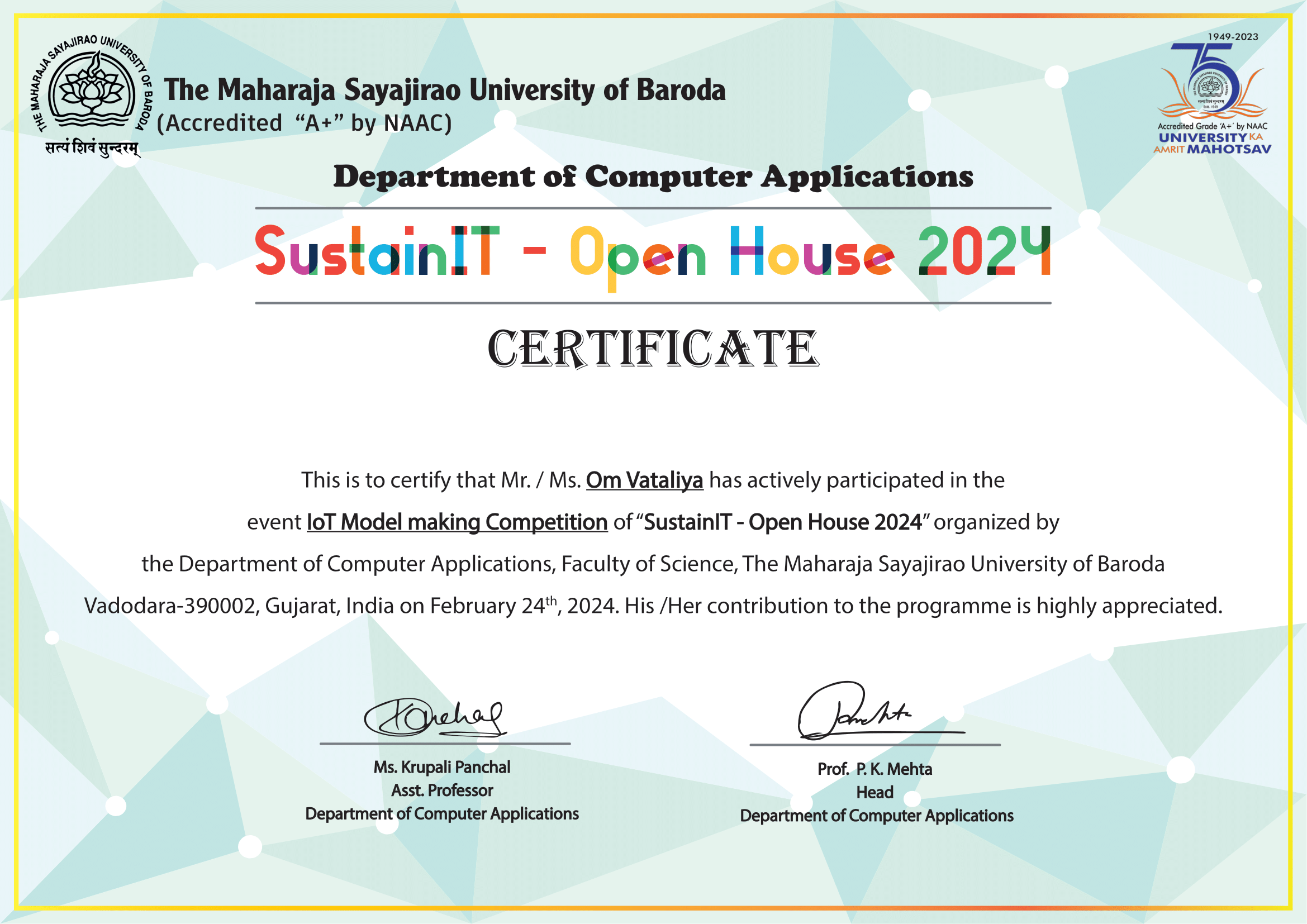 Certification of Participation